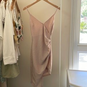 forever 21 shimmery pink asymmetrical dress